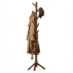 Relaxdays Garderobenständer Kiefernholz 8 Haken Dunkelbraun