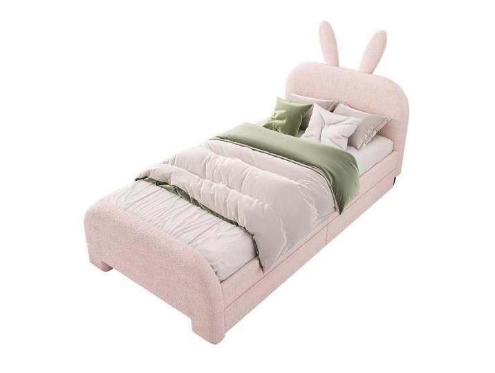 REDOM Kinderbett Stauraumbett Einzelbett Polsterbett (Schafwolle resistent, Cartoon Kaninchenform, zwei Schubladen, 90x200 cm), ohne Matratze
