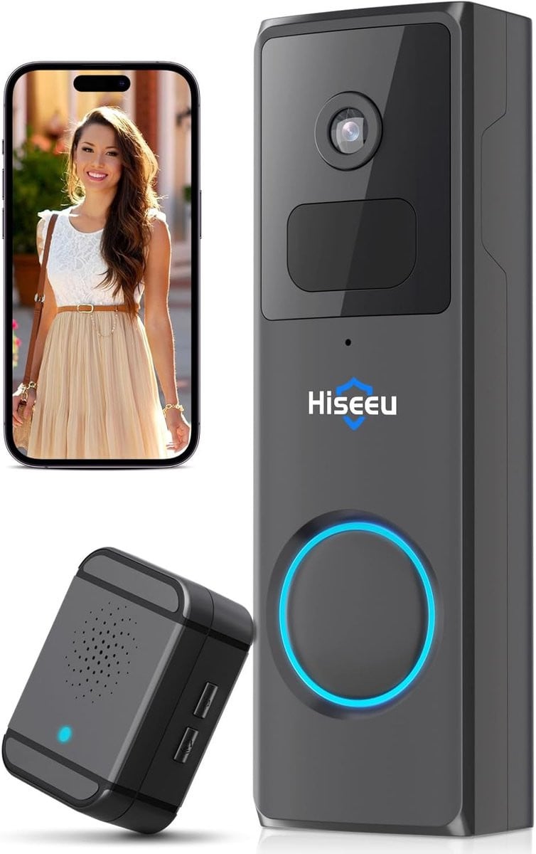 Vicohome Draadloze Video Intercom met Camera en Batterij - Zwart