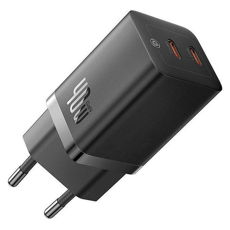 Baseus Wandladegerät GaN5 40W, 2x USB C (Schwarz) (40 W, 2 Ports) (CCGP180101)