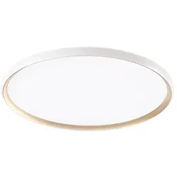Runde LED-Deckenleuchte in mattem Weiß und Goldmetall, 45 W Farbtemperatur, dimmbar, Durchmesser 58,5 cm, Designer-Innenbeleuchtung – Perenz