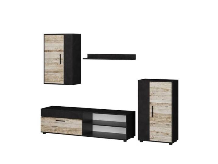 Vicco Wohnwand Berno Beige 4er Set, zur Aufbewahrung von Mediengeräten und Zubehör geeignet