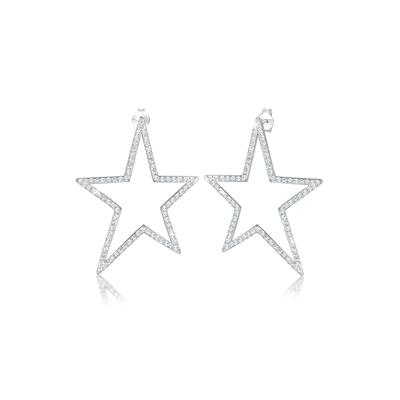 Paar Ohrstecker ELLI "Ohrringe Hänger Stern Kristalle 925 Silber" Gr. 40, silber, Ohrringe, Damen, 40,mit Stein, Silber 925 (Sterlingsilber)