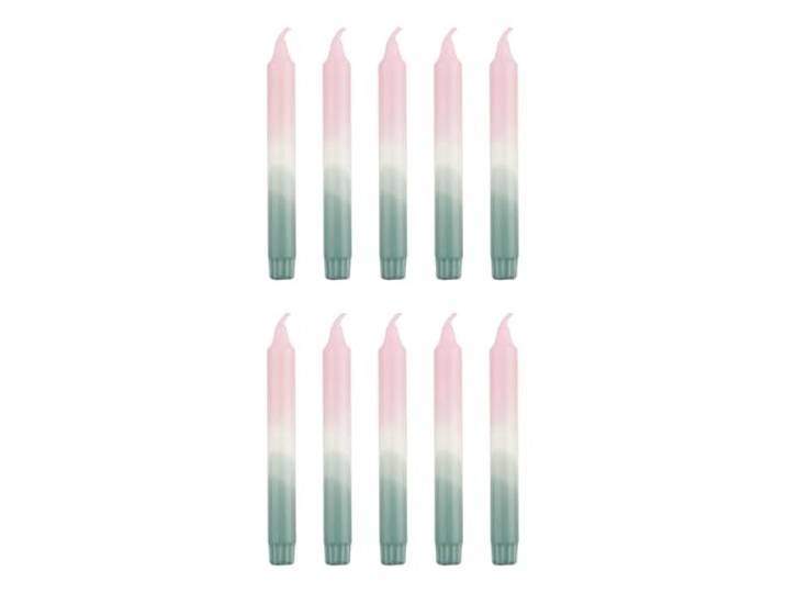BUTLERS 10er Set Stabkerzen Stearin - DIP-DYE - Kronenkerzen