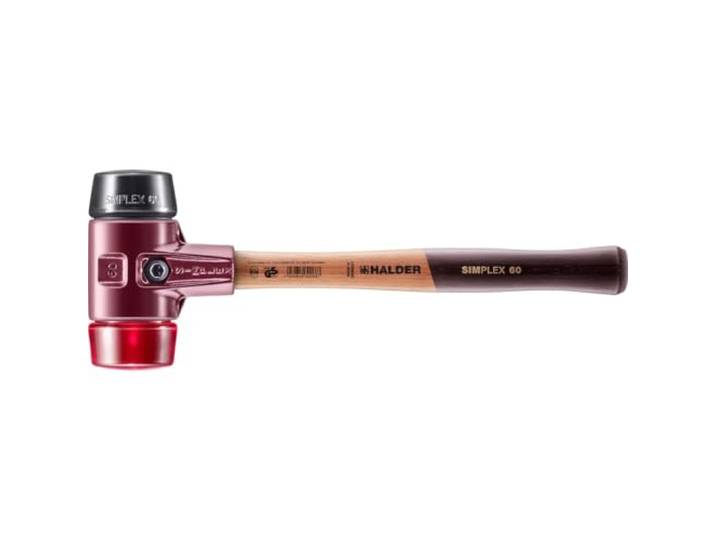 Maillet SIMPLEX\, Caoutchouc chargé/plastique; avec boîtier en fonte malléable et manche en bois D=60 mm 3026.060