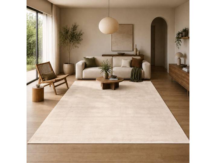Tapis viscose tissé main, crème, 200 x 290 cm