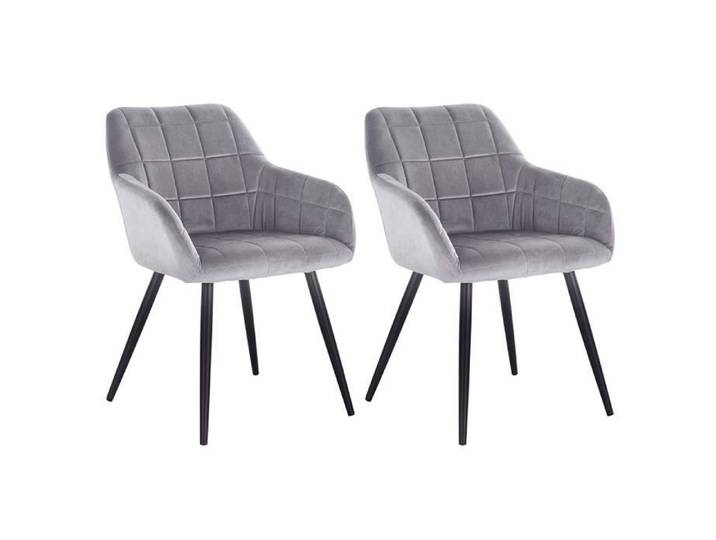WOLTU 2 x Chaises de salle à manger siège bien rembourré en velours Chaise de cuisine pieds en métal Gris