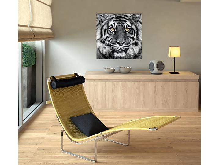 Tableau en verre portrait d'un tigre Impression artistique sur verre de sécurité Multicolore 80 x 80 x 1cm