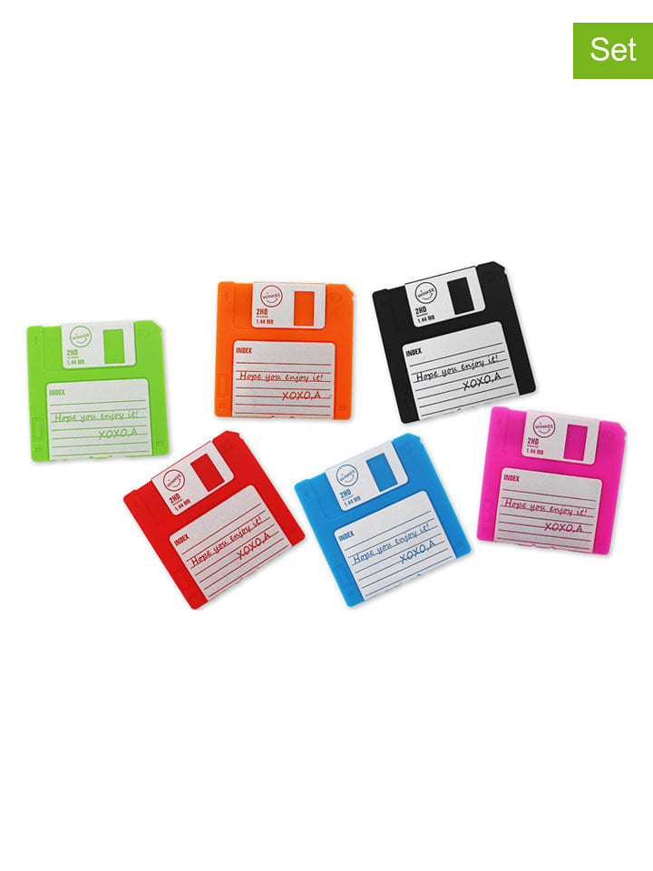 Winkee 6er-Set: Untersetzer ''Floppy Disk'' in Bunt - (L)13 x (B)10 cm - onesize