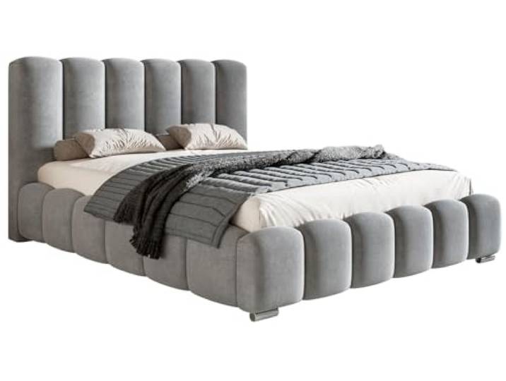 Emporius Polsterbett 160x200cm Pearl - Doppelbett mit Bettkasten, Schlafzimmerbett, Hersteller Möbel, Schlafzimmer - Velvet (Hellgrau - Amor Velvet 4318)