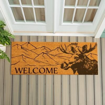 Evergreen "Moose Coir Door Mat, ""Welcome"", 60"" x 24"" - 60"" x 24"""