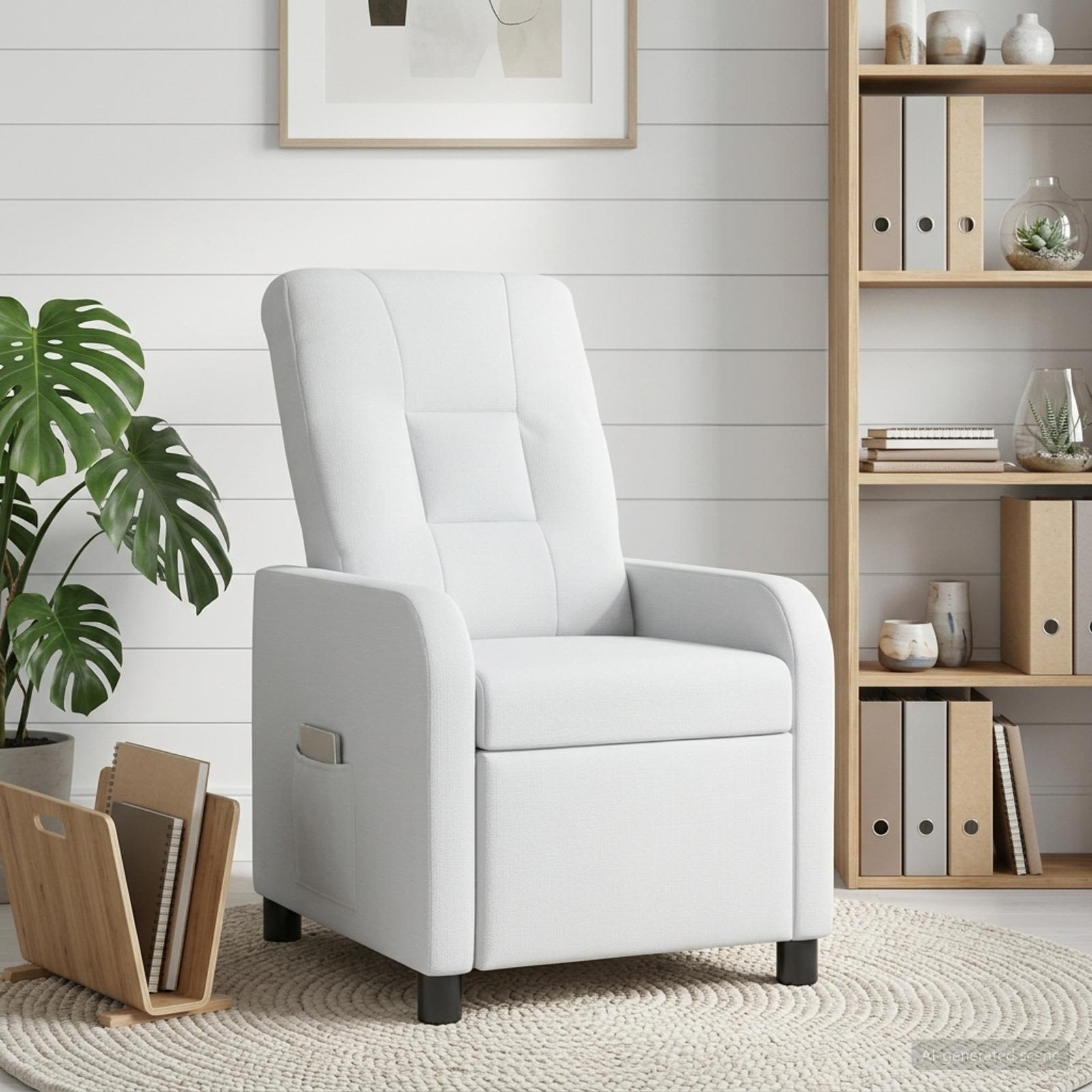 vidaXL Fauteuil inclinable Blanc Tissu