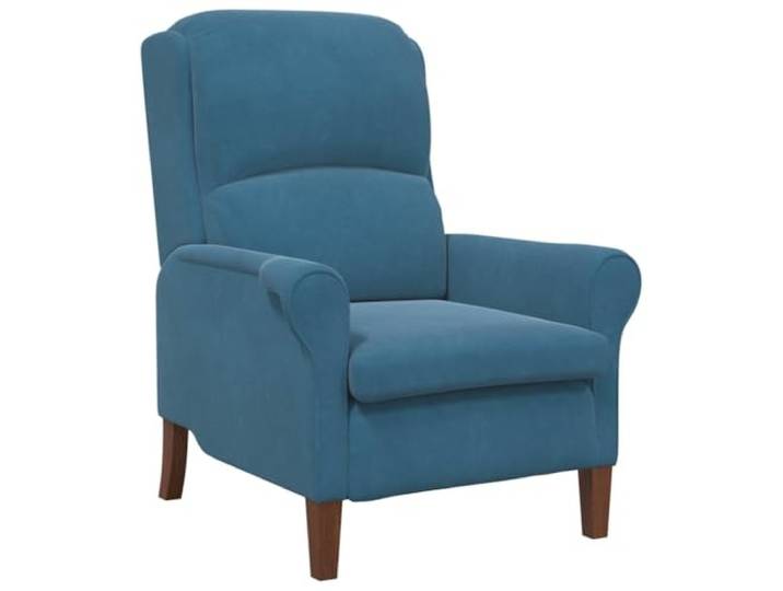 Blauer Samtsessel mit Holzsockel und Kautschukfüßen Modernes Design, weicher Samt, ergonomische Form, Verbundholz, Kautschukholz, Pflegeleicht, Wohnzimmer