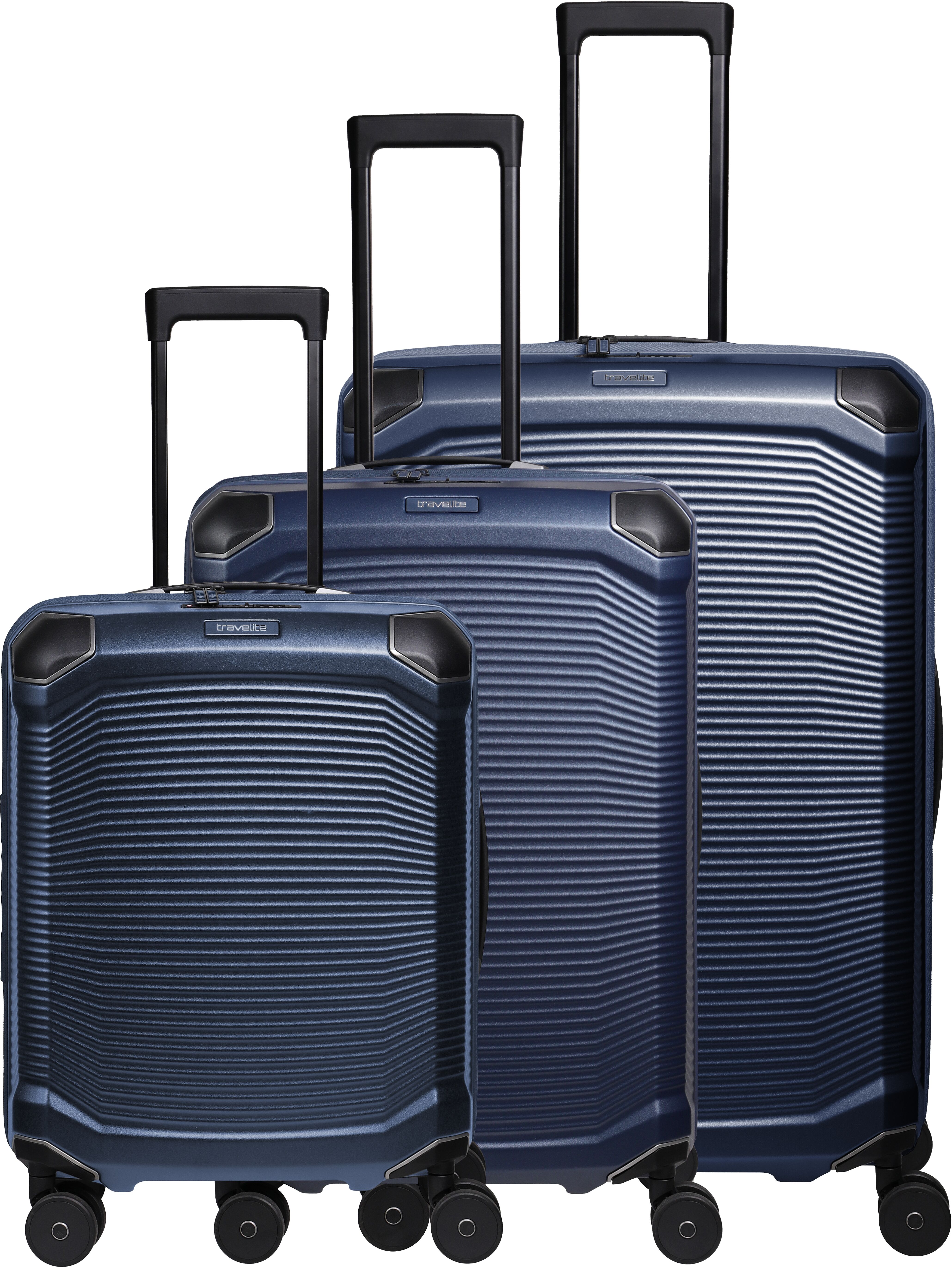 Trolleyset TRAVELITE "MILLENNIUM 3-teilig Reisekoffer Hartschale", blau (navy), Polycarbonat, Koffer-Sets Trolleyset, aus leichtem Polycarbonat mit stabiler Bauweise und Innenaufteilung