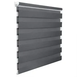Helloshop26 - Doppelrollo Zebra Tag und Nacht Doppel-Schicht Rollo 45x150cm dunkelgrau 19_0000856
