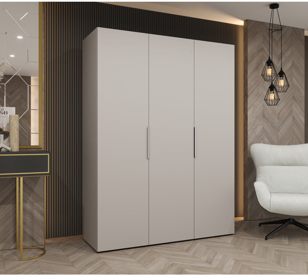 17 Stories Manufactured Wood Wardrobe cashmere + handles: cashmere 202cm H X 150cm W X 50cm D