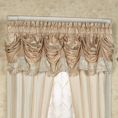 Touch of Class Elegante Sequined Tuck Valance Light Gold 90 x 18, 90 x 18, Light Gold