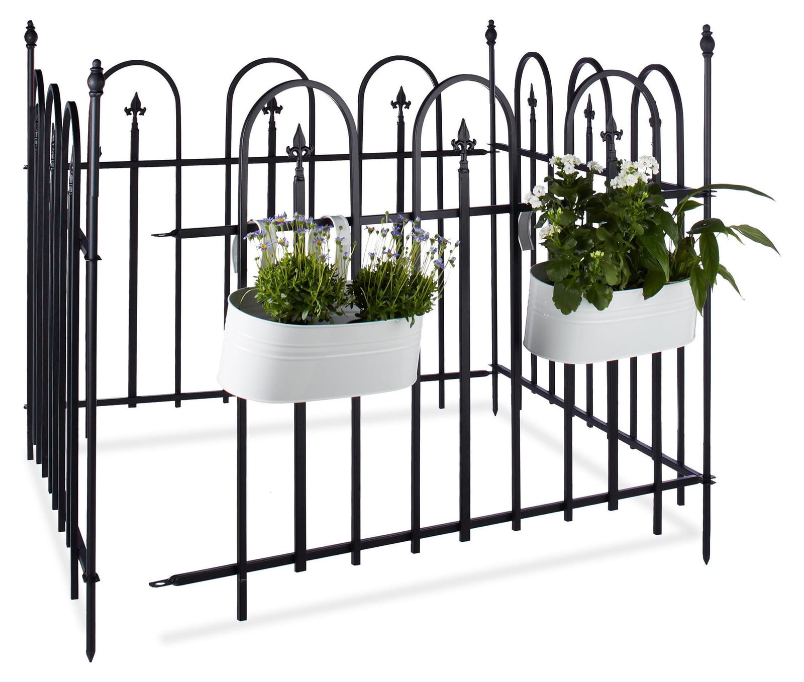 Selius Set van 4 Zwarte Metalen Tuinpaneel Tuinafscheiding