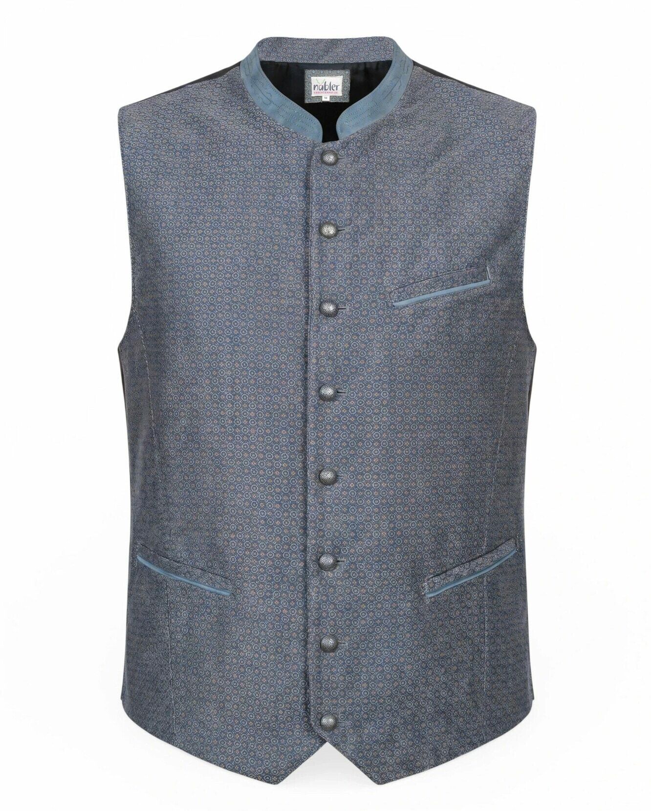 Trachtenweste NÜBLER "Trachtenweste Kaarlo", Herren, Gr. 54, blau, Obermaterial: 70% Polyester PES. 30% Viskose CV., Westen Trachtenweste