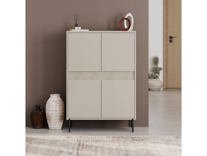 Buffet haut GRETA – Crème – 4 portes – 85 x 40 x 123 cm