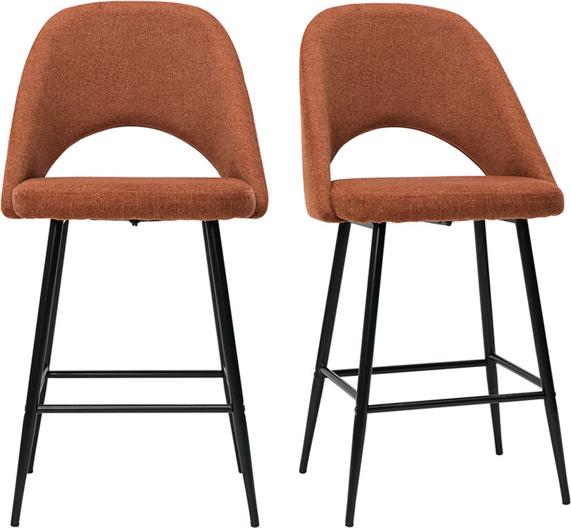 Miliboo Barhocker rostbrauner Stoff mit Samteffekt H65cm (2er-Set) COSETTE