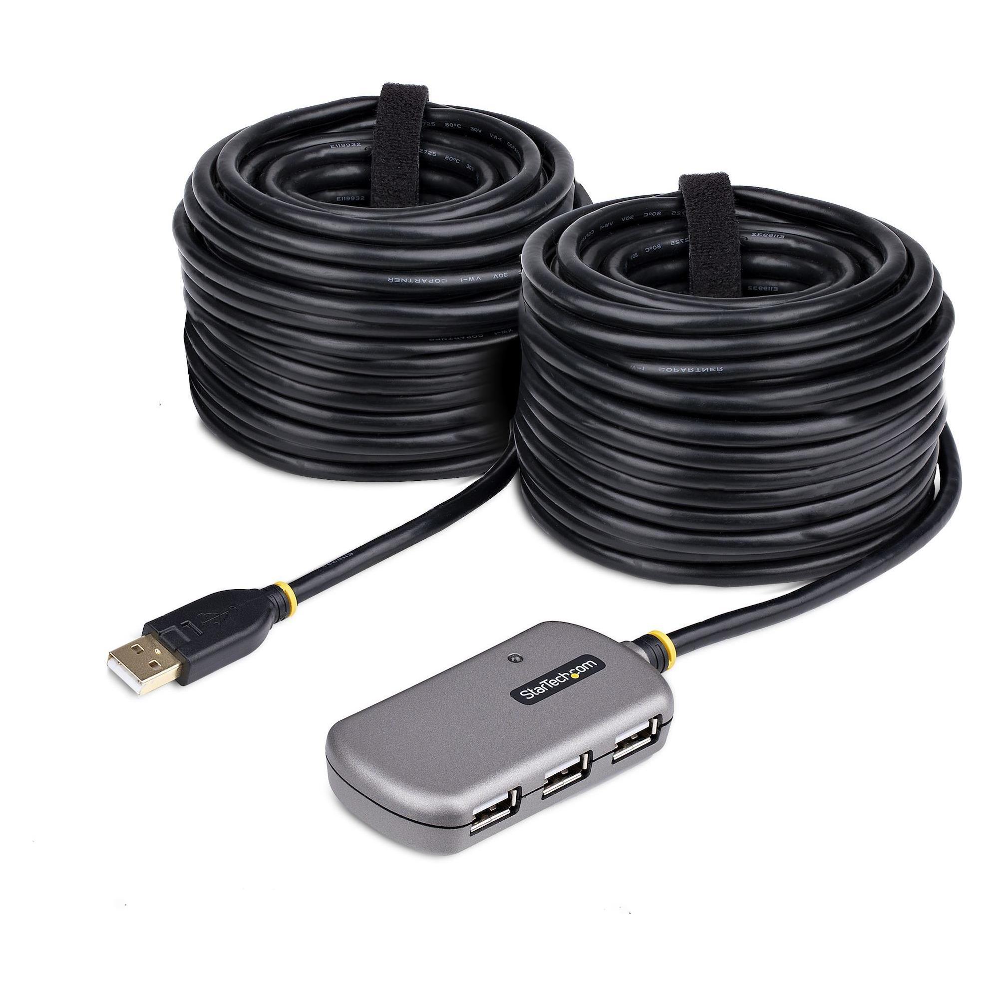 StarTech COM USB Extender Hub 24m USB 2.0 Extension Cable w/ 4-Port USB-A Hub Active/Bus Powered USB (USB-A, 4 Ports) (U02442-USB-EXTENDER)