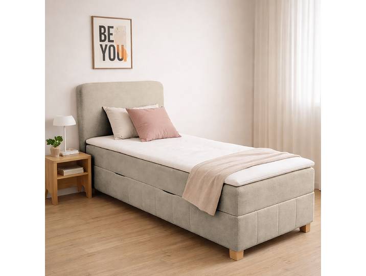 Boxspringbett mit Bettkasten 90 x 200cm Samt Tris Beige