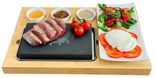 Dripio Steakset 7-delig met bamboe plank en lavasteen