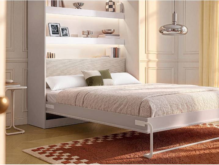 Bettkopfteil für Schrankbett 160 cm - Samt - Beige - RAPILI