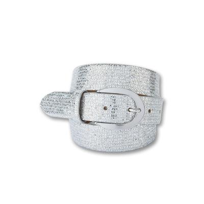 Ledergürtel BERND GÖTZ "Ledergürtel Rindleder mit Glitter und Glanzschließe", Damen, Gr. 90, silber, Rindsleder, Gürtel Ledergürtel