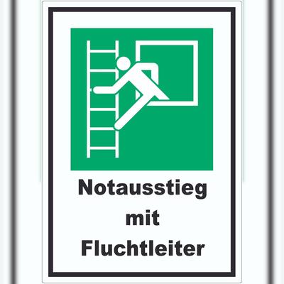 HB-Druck Notausstieg mit Fluchtleiter Aufkleber A3 (297x420mm)