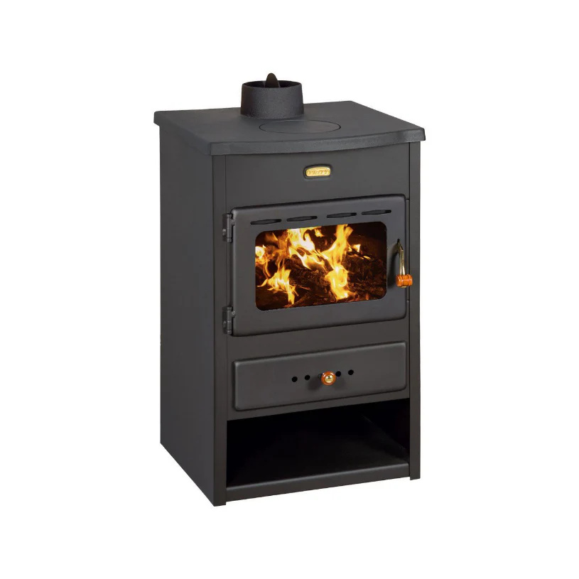 Kaminofen PRITY K1 CP, Holzofen 9.5 kW, Effizienter Heizofen mit Backofen