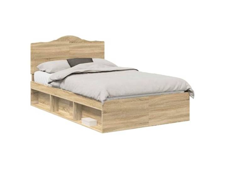 ZQQLVOO Bettrahmen Sonoma 120 x 200 cm Massives Kiefernholz Holzwerkstoff, massives Kiefernholz-Kopfteil, fester Lattenrost, modernes Design, Schlafzimmer, Gästezimmer