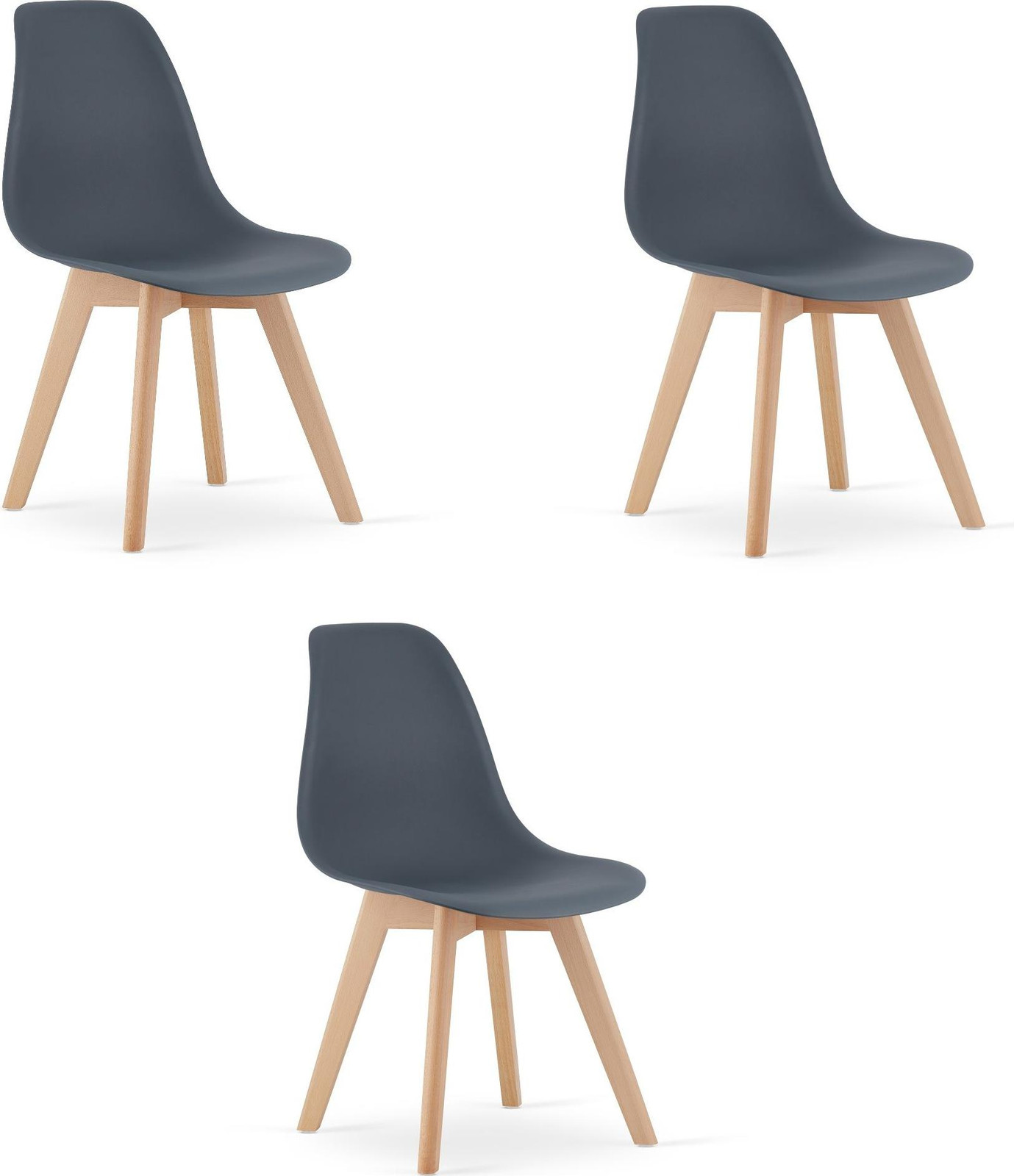 Leobert Stoel Kito donkergrijs - set van 3