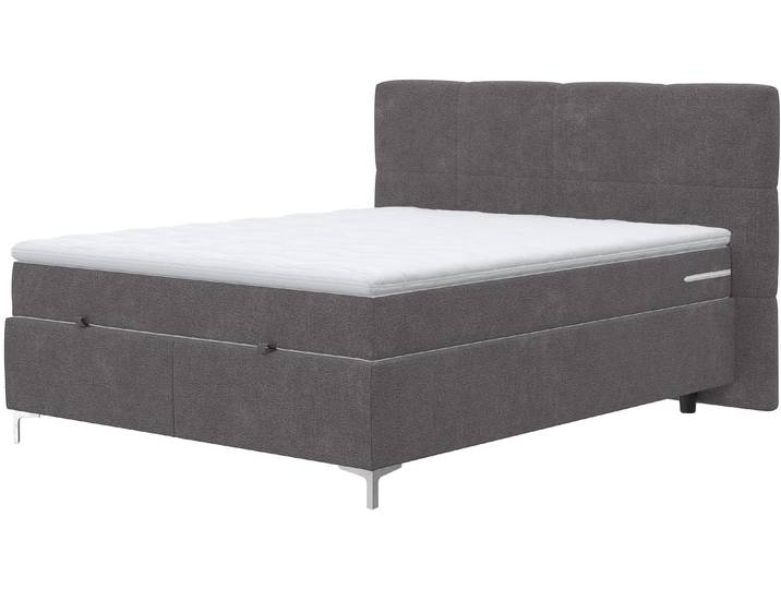 Boxbett, Polyester, Graphit, 185×211 cm, Mit Bettkasten, H3 Matratze, Cotta Kimy