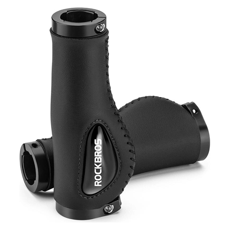 Rockbros 40720001001 leather bicycle grips - black (1701423730)