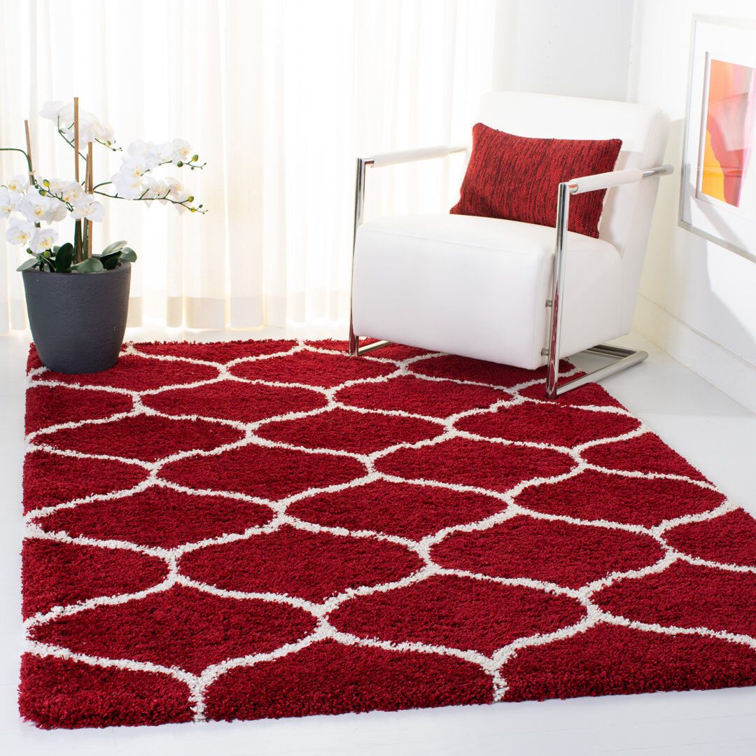 Marlow Home Co. Atencio Geometric Hand Woven Area Rug Red;Neutral Rectangle 155 x 229 cm
