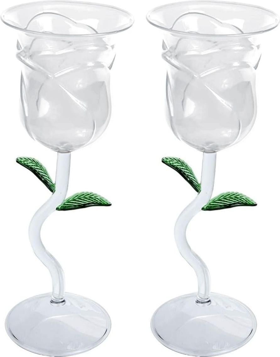 MikaMax Set van 2 Rozenkelken-vormige wijnglazen