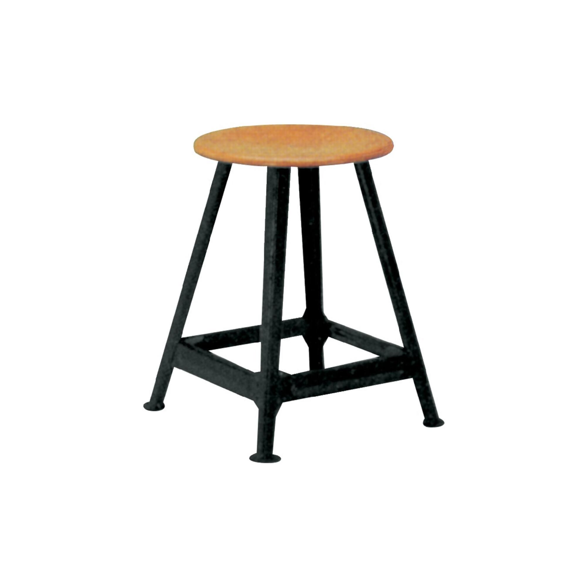 Bandstahlhocker Holz Rundsitz, RAL 9005 Vierbein, Höhe 550 mm Sitzfläche D 350 ; E/D/E