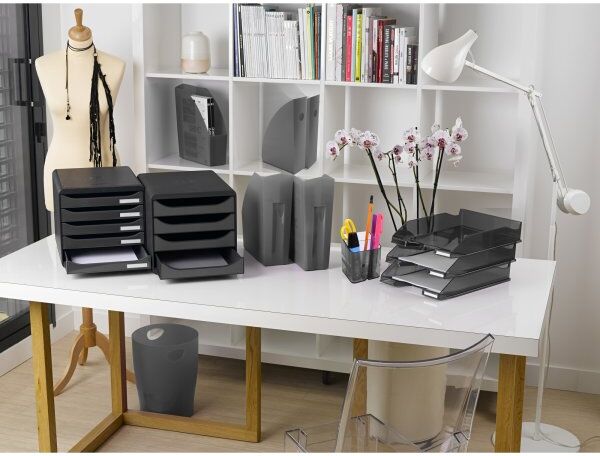 Exacompta Big-Box Skuffekabinet, 4, Sort/sølv