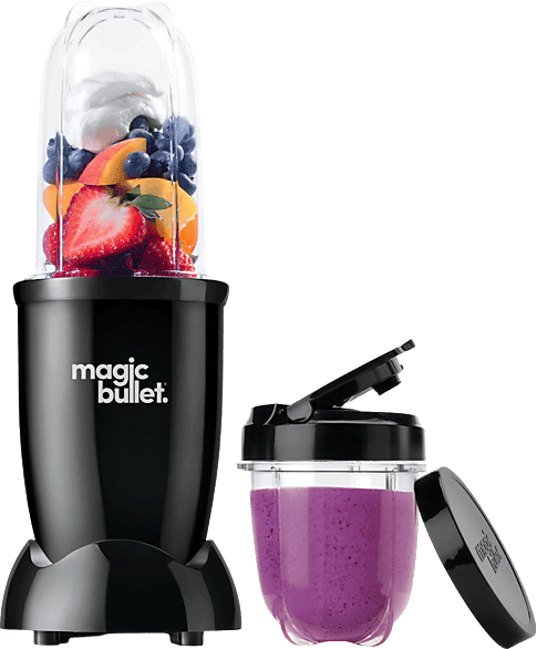 Batidora de vaso - Magic Bullet 200W, personal, Tritán, Sin BPA, 6 Piezas, 0.550 l o 0.355 l, Negro