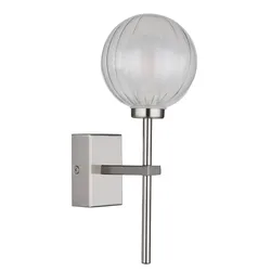 Wandlampe Wandleuchte Glas Badezimmerleuchte Flurlampe Kugel Wohnzimmerlampe, 1x G9, BxH 10 x 26 cm