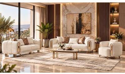 Furnia Vespera 3 Pieces Living Room Sets 2 Sofa 1 Chair