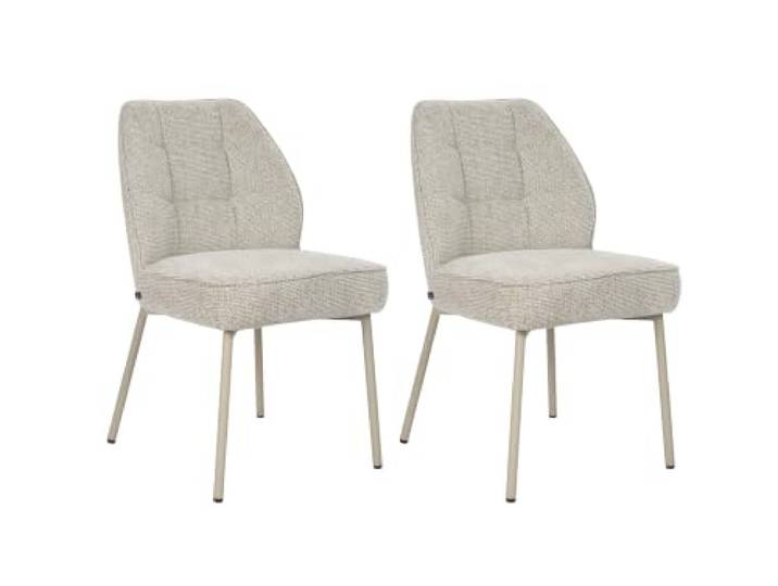 byLIVING Esszimmerstühle BJÖRN 2er-Set, Taschenfederkern, Bezug Beige Attraktives Chenille Grobgewebe mit Metallgestell im Maß B 48 x H 84 x T 62 cm, gemütliche Sitzgelegenheit für die Küche