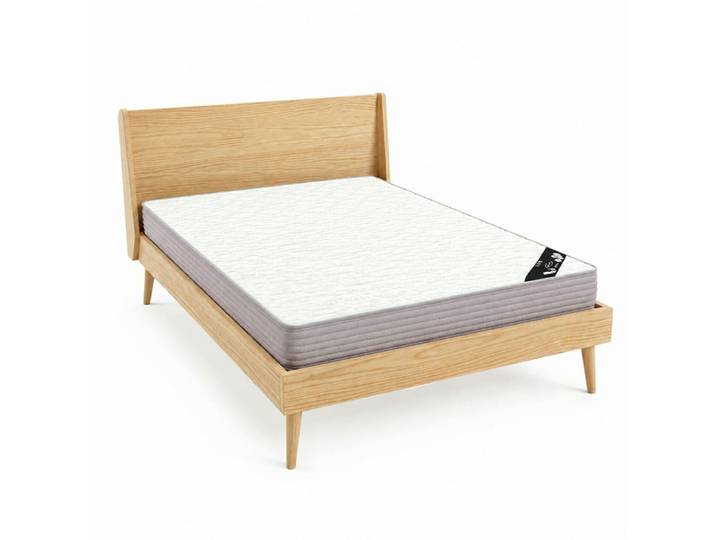 Pack lit 2 places avec matelas bois massif 140x190 cm
