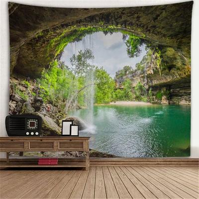 Inspire Select Fantasy Window Scenery Wall Tapestry Tree Hollow & Fireplace Background Hanging Decor 206 59.1 X 39.4 In