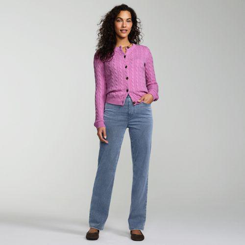 High Waist Straight Knit STARFISH Jeans, Damen, size: regular, Blau, Baumwoll-Mischung/Polyester-Mischung, by Lands' End
