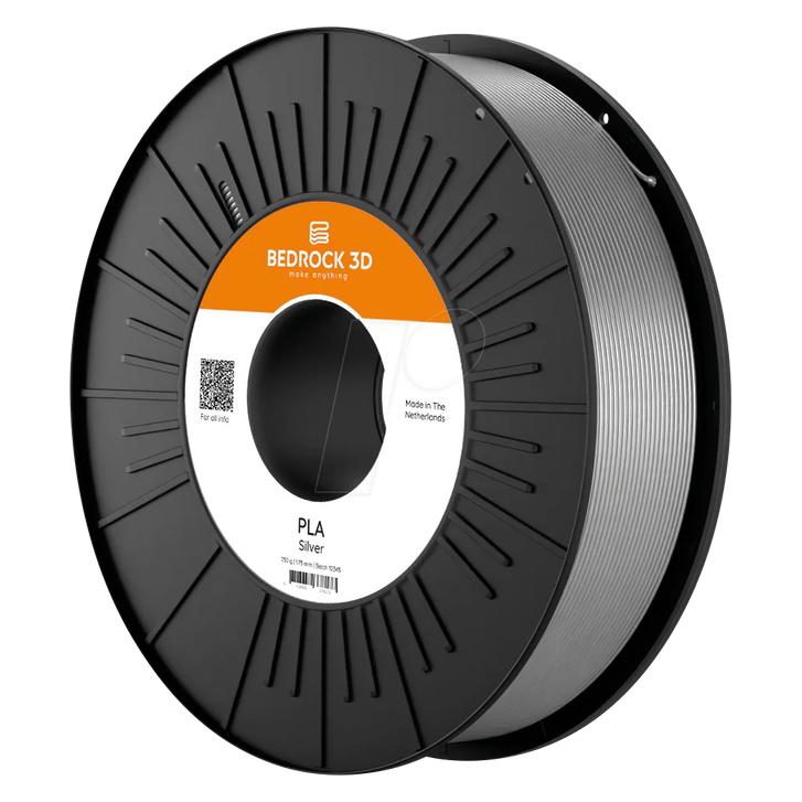Bedrock 3D PLA-0021a450 PLA Silver 1.75 mm 4.500 g Filament PLA 1.75 mm 4500 g (PLA, 4500 g, 1.75 mm) (PLA-0021a450)