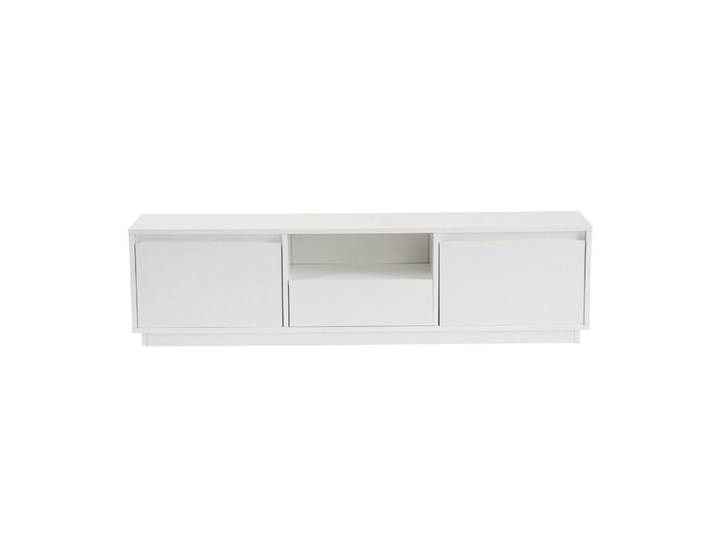 Meuble tv 160 cm 3 portes 1 niche - décor blanc laqué