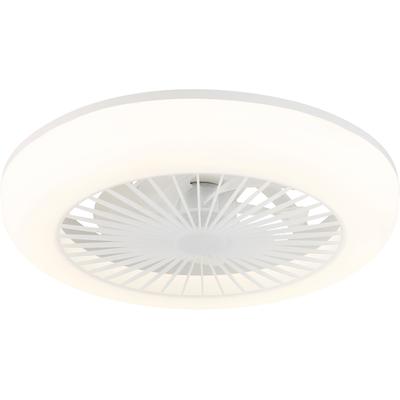 GLOBO LIGHTING Deckenleuchte "FERRELL", weiß (weiß matt), 1, Ø 45cm H: 14cm, 1 Stk., Leuchten, Deckenventilator mit LED, dimmbar, smart & energiesparend, Deckenleuchte